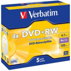 Matricas DVD+RW SERL Verbatim 4.7GB 4x5 Pack Jewel