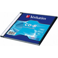 Matricas CD-R Verbatim 700 МБ 1x-52x Дополнительная защита, одинарная тонкая упаковка