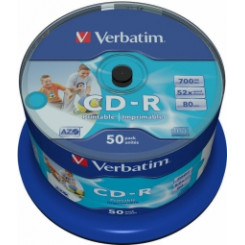 Matricas CD-R AZO Verbatim 700 MB 1x-52x lai prinditav mitte ID, 50 paki spindel