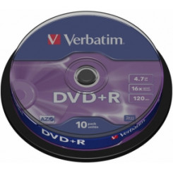 Matricas DVD+R AZO Verbatim 4,7 ГБ, 16 шт., 10 шт., шпиндель