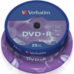 Matricas DVD+R AZO Verbatim 4,7 ГБ, упаковка 16x25 шт., шпиндель