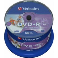 Matricas DVD+R AZO Verbatim 4.7GB 16x Wide Printable non ID, 50 Pack Spindle