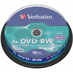 Matricas DVD-RW SERL Verbatim 4,7 ГБ, 4 шт., 10 шт., шпиндель
