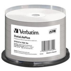 Verbatim DVD-R 16x DataLifePlus, 4,7 ГБ, шпиндель 50 упаковок, без идентификатора бренда
