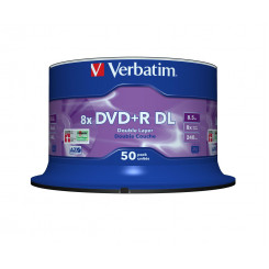 Verbatim DVD+R, двухслойные диски, 8 шт., матово-серебристый, 50 шт., шпиндель
