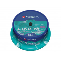 VERBATIM DVD-RW 120 мин, 4,7 ГБ, 4x25 шт., упаковка