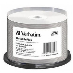 Verbatim DVD+R DL 8x DataLifePlus, 8,5 ГБ, шпиндель 50 упаковок, без идентификатора бренда