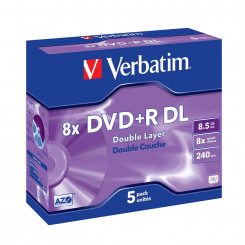 Verbatim DVD+R двухслойный матовый серебристый 8x, 5 шт.