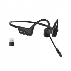 SHOKZ OpenComm2 UC Wireless Bluetooth Bone Conduction Videoconferencing Headset with USB-C adapter   16 Hr Talk Time, 29m Wireless Range, 1 Hr Charge Time   Includes Noise Cancelling Boom Mic and Dongle, Black (C110-AC-BK)