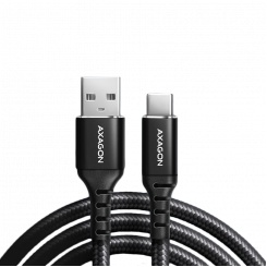 Axagon Data и зарядный кабель USB 2.0 длиной 2 м. 3А. Черная плетеная.