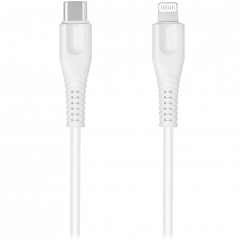 CANYON MFI-4, Type C Cable To MFI Lightning for Apple, PVC Mouling,Function: with full feature( data transmission and PD charging) Output:5V/2.4A, OD:3.5mm, cable length 1.2m, 0.026kg,Color :White