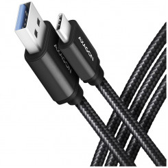 Axagon Data и зарядка USB 3.2 Gen 1, длина кабеля 1 м. ПД 60Вт, 3А. Черная плетеная.