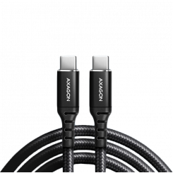 Axagon Data и зарядный кабель USB 2.0 длиной 1 м. 3А. ПД 60Вт, 3А. Черная плетеная.