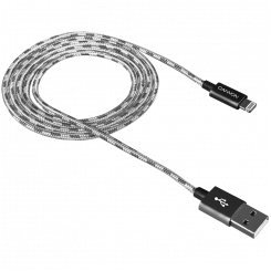 Кабель CANYON CFI-3 Lightning USB для Apple, плетеный, металлическая оболочка, длина кабеля 1м, Тёмно-серый, 14,9*6,8*1000мм, 0,02кг