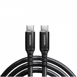 Axagon Data и зарядный кабель USB 2.0 длиной 3 м. 3А. ПД 60Вт, 3А. Черная плетеная.