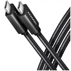 Axagon Data and charging USB 3.2 Gen 2 cable length 1 m. PD 100W, 5A, 4K HD video. Black braided.