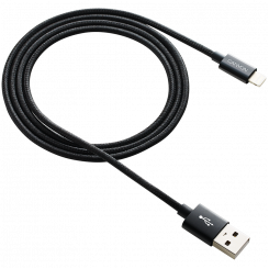 CANYON CFI-3, Кабель Lightning USB для Apple, плетеный, металлическая оболочка, длина кабеля 1м, Черный, 14,9*6,8*1000мм, 0,02кг