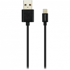 Кабель CANYON, цвет - черный, разъем USB-Lightning, сертификат MFI/Apple, длина 1 м.