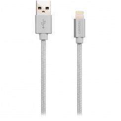 CANYON MFI-3, Charge & Sync MFI põimitud kaabel metallkestaga, USB-lightning, Apple'i sertifitseeritud, kaabli pikkus 1m, OD2,8mm, Pearl White