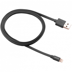 CANYON MFI-2, Плоский кабель MFI для зарядки и синхронизации, USB — Lightning, сертифицирован Apple, 1 м, 0,28 мм, Темно-серый