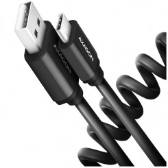 Axagon Data and charging USB 2.0 cable lengh 0.6m. 3A. Black twisted.