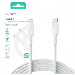 AUKEY CB-SCL2 Power Delivery USB C - Lightning Apple 1,8m 27W 3A silikoonkaabel valge