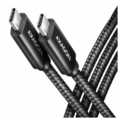 Axagon Data и зарядный USB-кабель 480 Мбит/с длиной 2,5 м. ПД 240Вт, 5А. Черная плетеная.