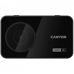 Canyon DVR40GPS, 3,0-дюймовый IPS (640x360), сенсорный экран, UHD 4K 3840x2160 при 30 кадрах в секунду, WQHD 2.5K 2560x1440 при 60 кадрах в секунду, NTK96670, 8-мегапиксельная CMOS-матрица Sony Starvis IMX415, камера 8 МП, угол обзора 140°, Wi-Fi, GPS, ба