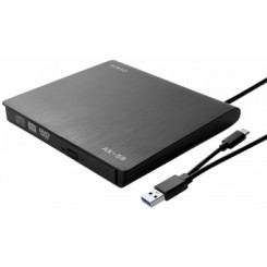 Внешний привод Savio Внешний тонкий привод CD/DVD R/RW – USB-C/ USB-A