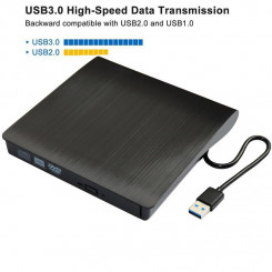 Внешний привод CoreParts DVD RW для DVD+R и DVD-R с интерфейсом SATA USB3.0 Один кабель для питания и передачи данных, черный цвет
