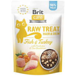 BRIT Care Raw Treat Hair&Skin kala kalkuniga - kassi maiused - 40g