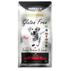 BIOFEED Euphoria Gluten Free Junior keskmine ja suur veiseliha - koerakuivtoit - 2kg