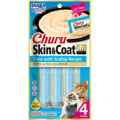 INABA Churu Skin&Coat Рецепт тунца с гребешком - лакомство для кошек - 4x14 г