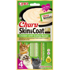 INABA Churu Skin&Coat Рецепт курицы с гребешком - лакомство для кошек - 4x14 г