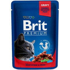 BRIT Premium Cat Beef Stew&Peas - влажный корм для кошек - 100г
