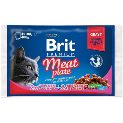 BRIT Premium Cat Meat Plate - влажный корм для кошек - 4x100г