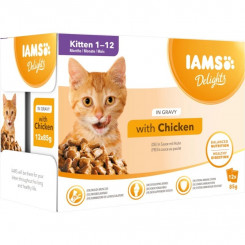 IAMS Delights Kitten Chicken kastmes - märg kassitoit - 12 x 85g