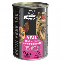 SUPER BENO Veal with chicken livers and hearts - wet dog food - 415g