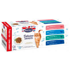 Butcher's Delicious Dinners Jumbo Pack Mix Рыбное ассорти в желе - влажный корм для кошек - 40 x 100 г
