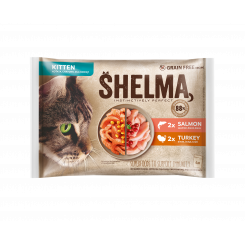 Корм для кошек Shelma KITTEN 4x85г филе лосося и филе индейки в соусе