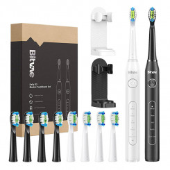 Sonic toothbrush set with head set and 2 Bitvae D2+D2 toothbrush holders (white and black)