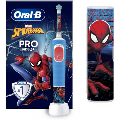 Электрическая зубная щетка Oral-B в дорожном футляре Vitality PRO Kids Spiderman Перезаряжаемая Для детей Количество насадок в комплекте 1 Синяя Количество режимов чистки зубов 2