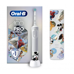 Электрическая зубная щетка Oral-B в дорожном футляре Vitality PRO Kids Disney 100 Перезаряжаемая Для детей Количество насадок в комплекте 1 Количество режимов чистки зубов 2 Белый