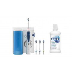 OxyJet Oral Irrigator Pack with Mouthwash   600 ml   Number of heads 4   White / Blue