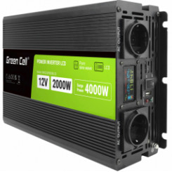 Toitemuundur Green Cell PowerInverter LCD 12 V 2000 W / 4000 W puhas siinuslaine