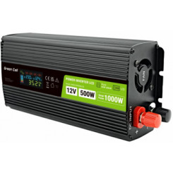 Power converter Green Cell PowerInverter LCD 12 V 500 W / 1000 W Pure Sine Wave