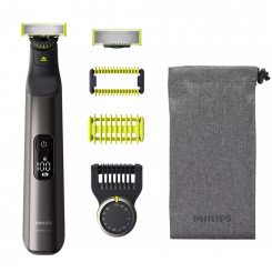 Триммер для волос, лица и тела Philips QP6551 / 15 OneBlade Pro Аккумуляторный для влажной и сухой уборки Количество ступеней длины 14 Черный / Зеленый
