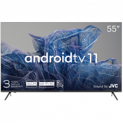 55’, UHD, Android TV 11, Черный, 3840x2160, 60 Гц, Звук JVC, 2x12 Вт, 83 кВтч/1000ч, BT5.1, порты HDMI 4, 24 месяца