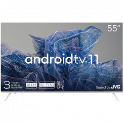 55', UHD, Android TV 11, White, 3840x2160, 60 Hz, Sound by JVC, 2x12W, 83 kWh/1000h, BT5.1, HDMI ports 4, 24 months