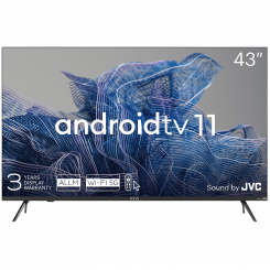 43', UHD, Android TV 11, Black, 3840x2160, 60 Hz, Sound by JVC, 2x12W, 53 kWh/1000h, BT5.1, HDMI ports 4, 24 months